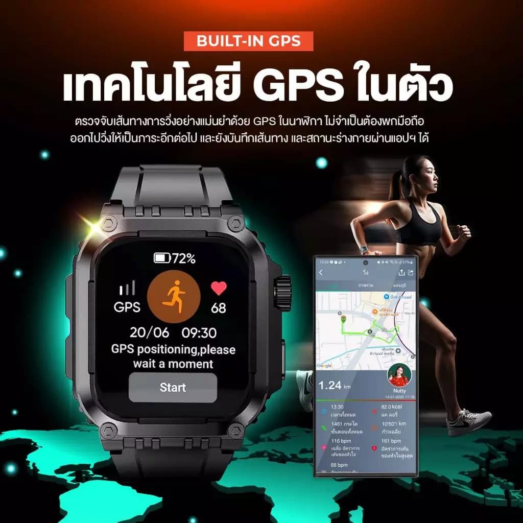AXON G-Connect Smart Watch หน้าจอ IPS 1.85" รองรับการโทร วัดชีพจร SpO2 ติดตามด้วย GPS - 2Y https://wayoza.com