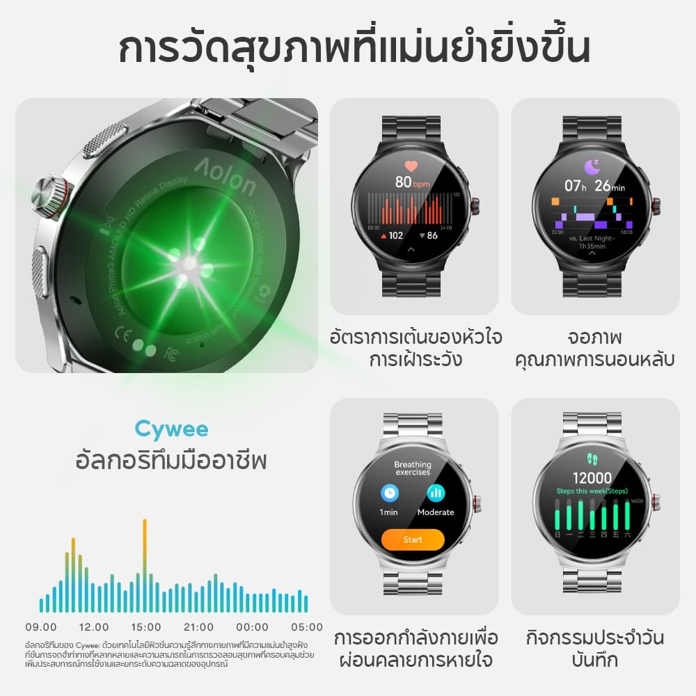 Aolon Prime 3 นาฬิกาสมาร์ทวอทช์ สแตนเลส 1.43'' หน้าจอ AMOLED กันน้ำ IP68 AOD ระบุประเภทการเคลื่อนไหวโดยอัตโนมัติ https://wayoza.com