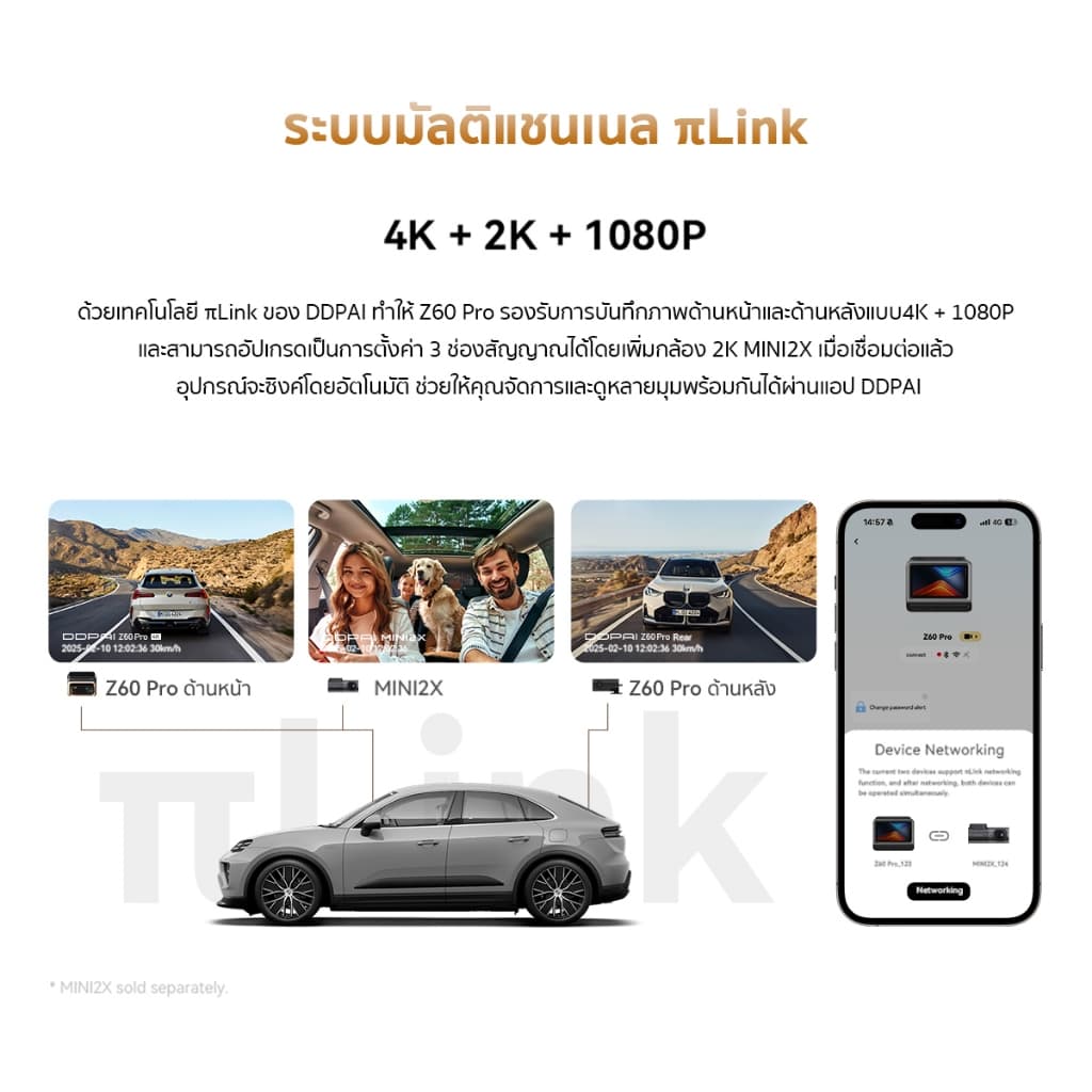 DDPAI Z60 Pro GPS Dual กล้องติดรถยนต์ Sony STARVIS & HDR Ultra HD ADAS 2.0 4K+2K+1080P AI ISP Night Vision 2.0 https://wayoza.com