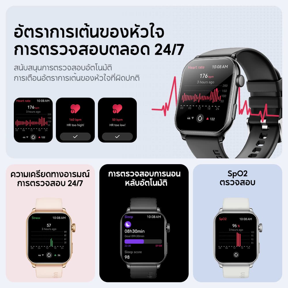 Aolon GTS 3 สมาร์ทวอทช์ 8.8 มม นาฬิกาบางเฉียบ AMOLED นาฬิกาสุขภาพ การตรวจสุขภาพตลอด 24 ชั่ว AOD นาฬิกากีฬากลางแจ้ง https://wayoza.com
