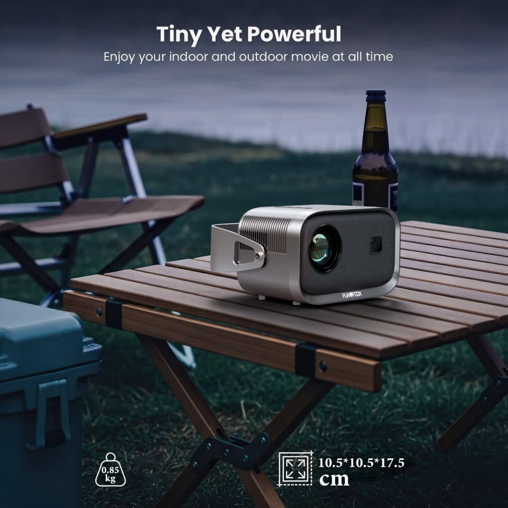 FUNFOOX VENO PRO โปรเจคเตอร์ Android TV 4K โฟกัสอัตโนมัติ หมุนได้ 360° พกพาง่าย ต่อมือถือได้เลย projector ดูหนัง https://wayoza.com