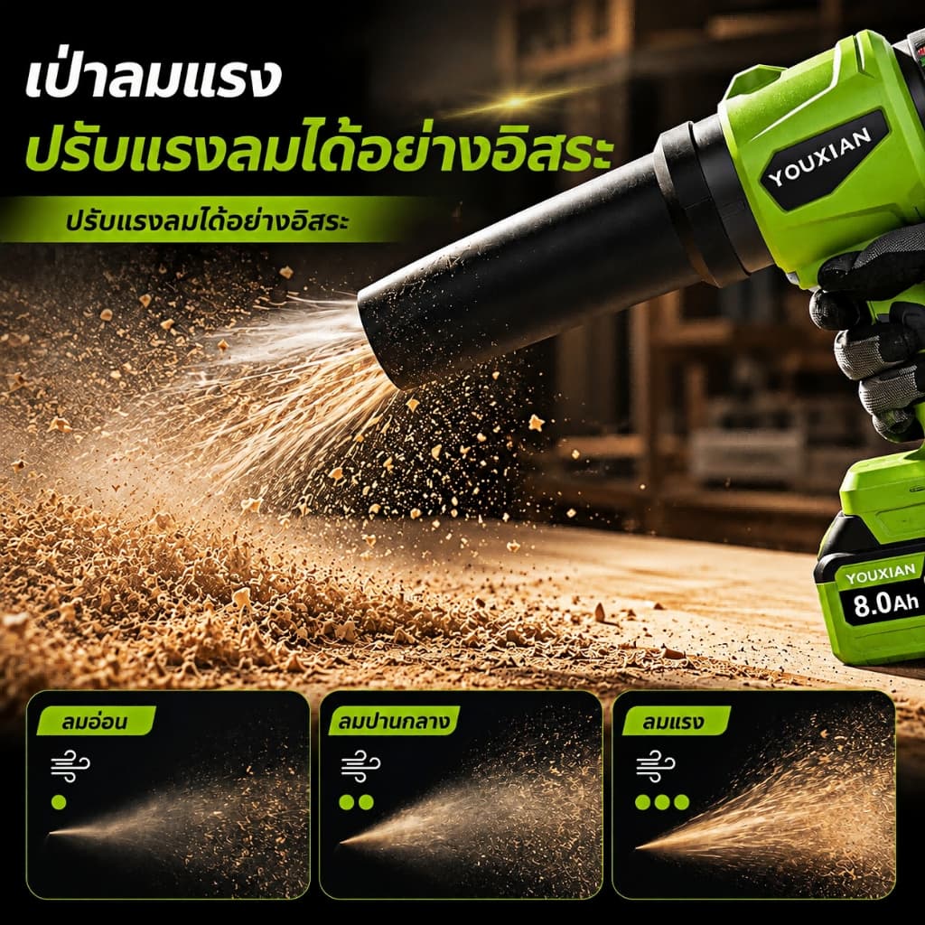YOUXIAN เครื่องเป่าลมไร้สาย 2in1 เป่าดูด โบลเวอร์ไร้สาย มอเตอร์ไร้แปรงถ่าน Turbo Fan แรงลมแรง เป่าฝุ่น เป่ารถ เป่าคอม https://wayoza.com