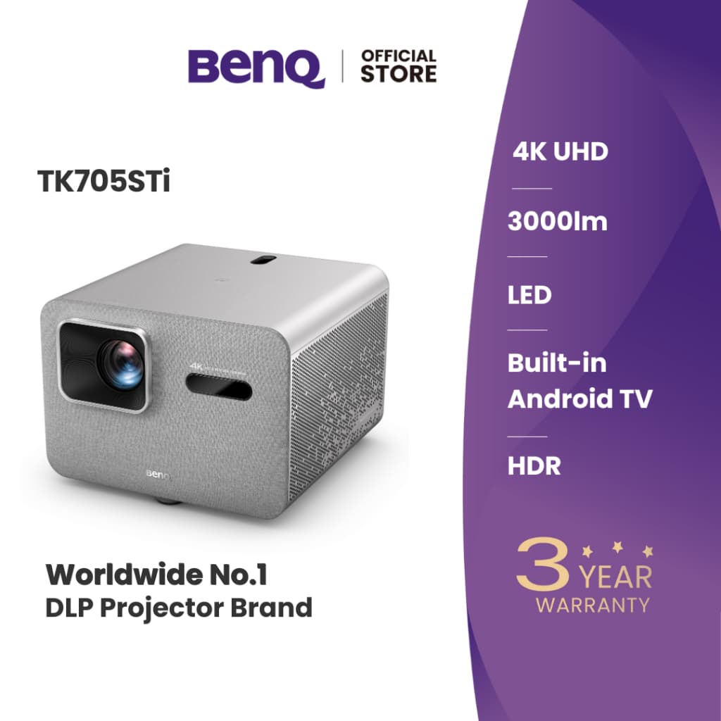 BenQ TK705STi โปรเจคเตอร์ Google TV 4K 3000lm HDR Short Throw Built-in Home Entertainment Projector https://wayoza.com