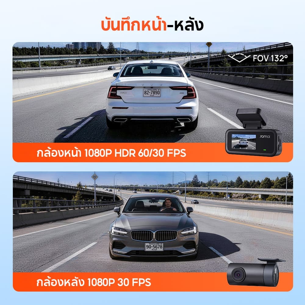 70mai A210 กล้องติดรถหน้าหลัง 1080P HDR Super Night Vision ซุปเปอร์คาปาซิเตอร์ทนร้อน GPS บันทึกเส้นทาง https://wayoza.com
