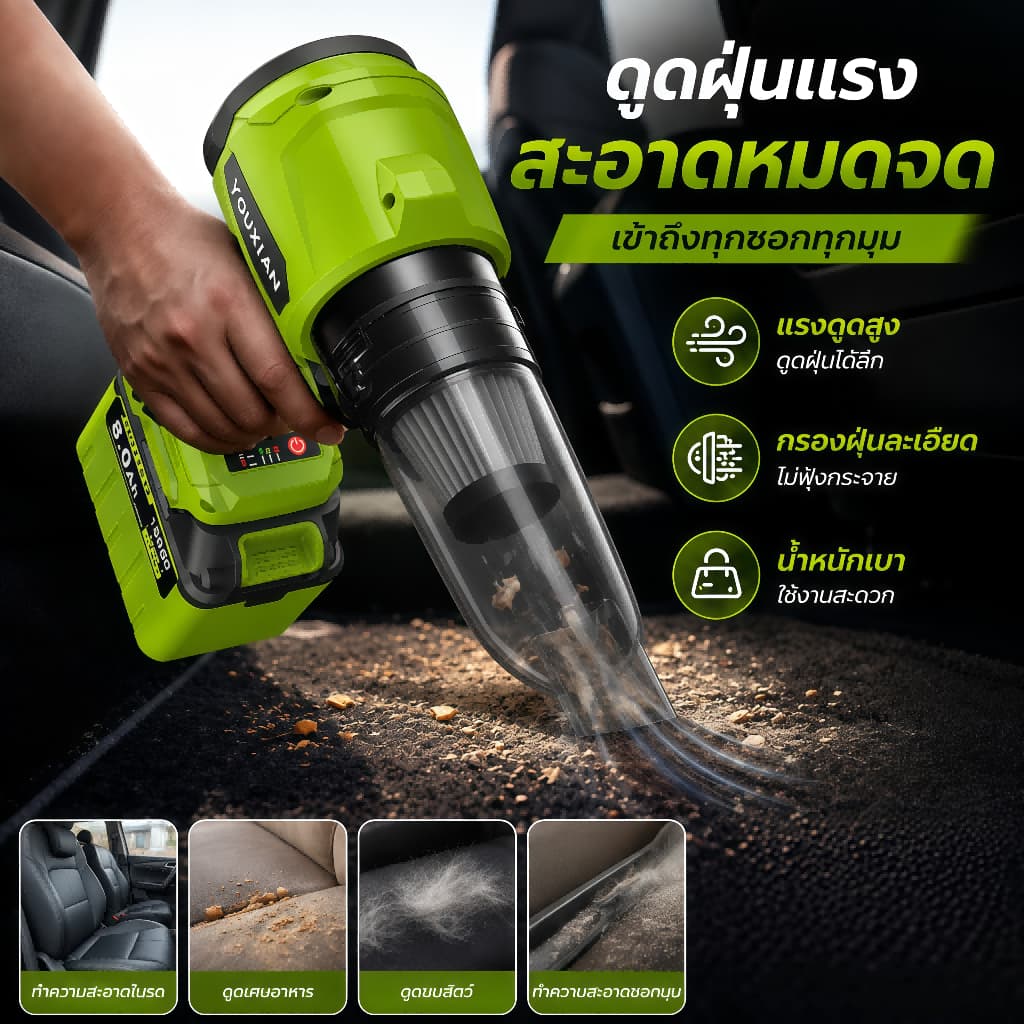 YOUXIAN เครื่องเป่าลมไร้สาย 2in1 เป่าดูด โบลเวอร์ไร้สาย มอเตอร์ไร้แปรงถ่าน Turbo Fan แรงลมแรง เป่าฝุ่น เป่ารถ เป่าคอม https://wayoza.com