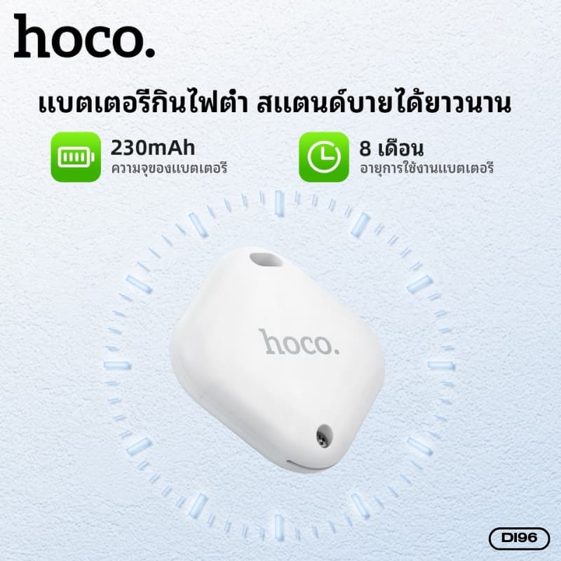 hoco รุ่น DI96 ติดตามของหาย GPS Tracker รองรับเครือข่าย Google Find Hub (ศูนย์การค้นหาของ Google) https://wayoza.com