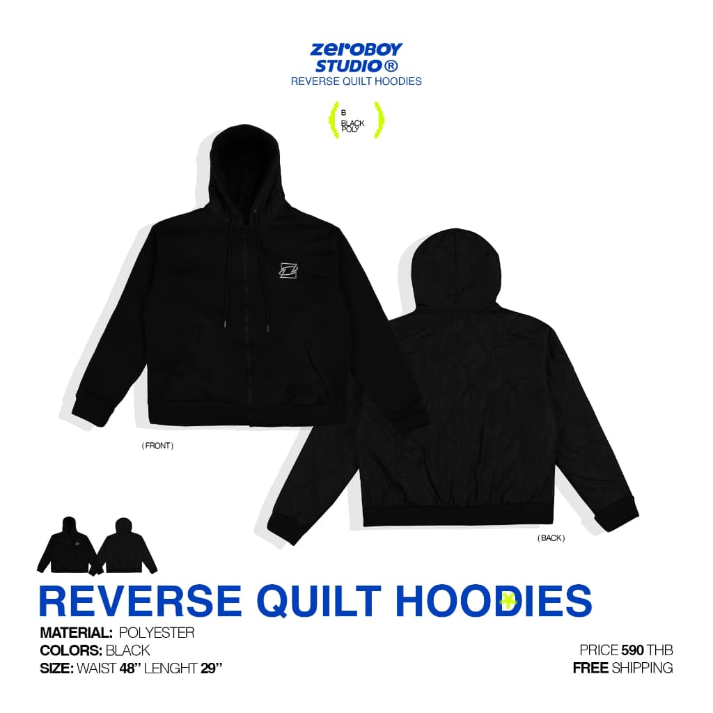 ZEROBOY เสื้อฮู้ดแขนยาว REVERSE QUILT HOODIES " เสื้อฮู้ดซิปหน้าโลโก้ Z " https://wayoza.com