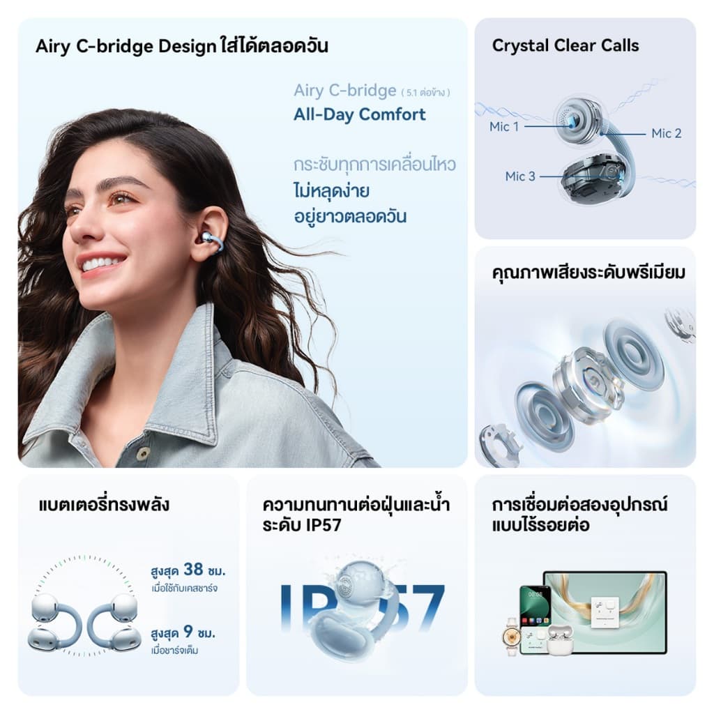 HUAWEI FreeClip 2 หูฟัง Airy C-bridge Design Crystal-clear Calls https://wayoza.com
