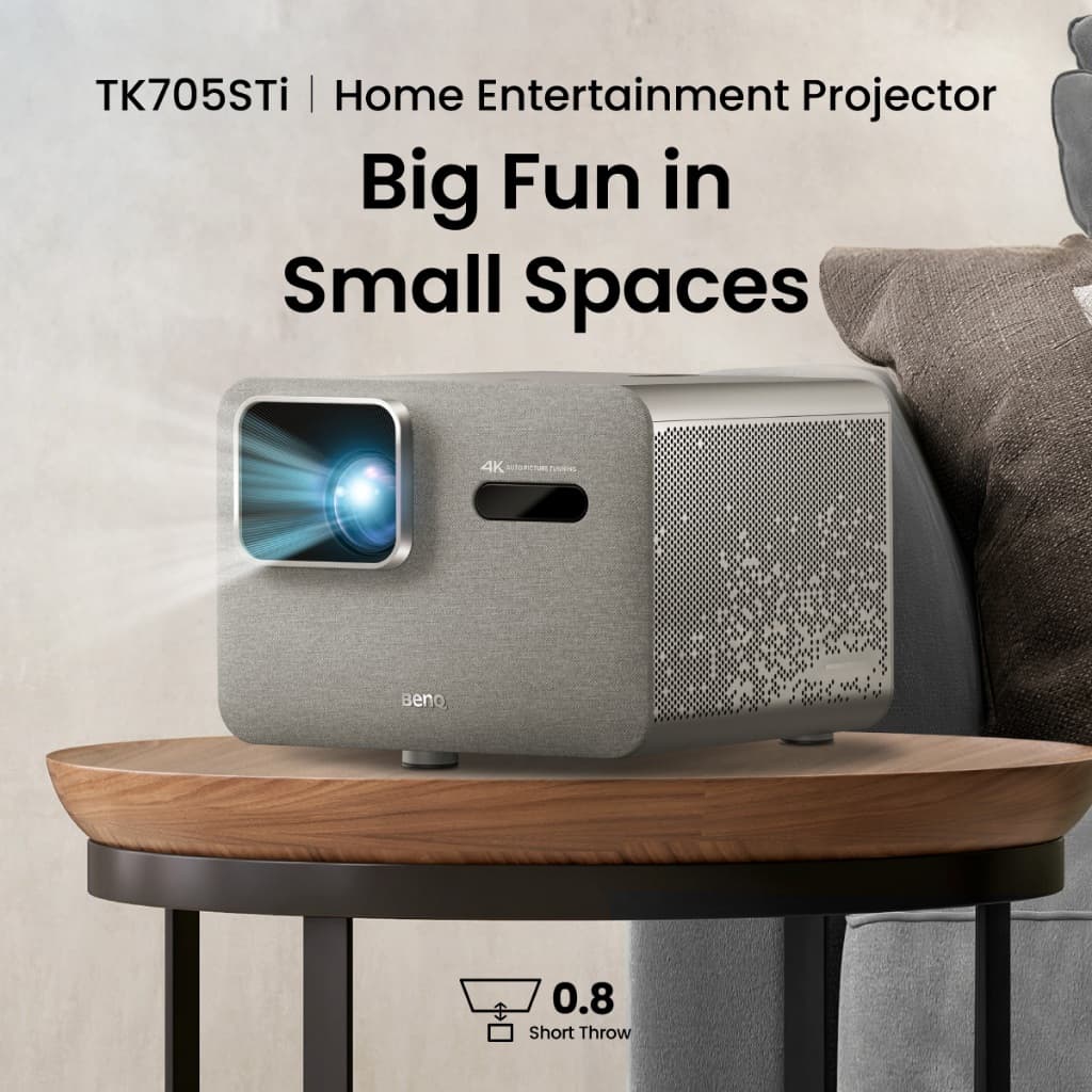 BenQ TK705STi โปรเจคเตอร์ Google TV 4K 3000lm HDR Short Throw Built-in Home Entertainment Projector https://wayoza.com