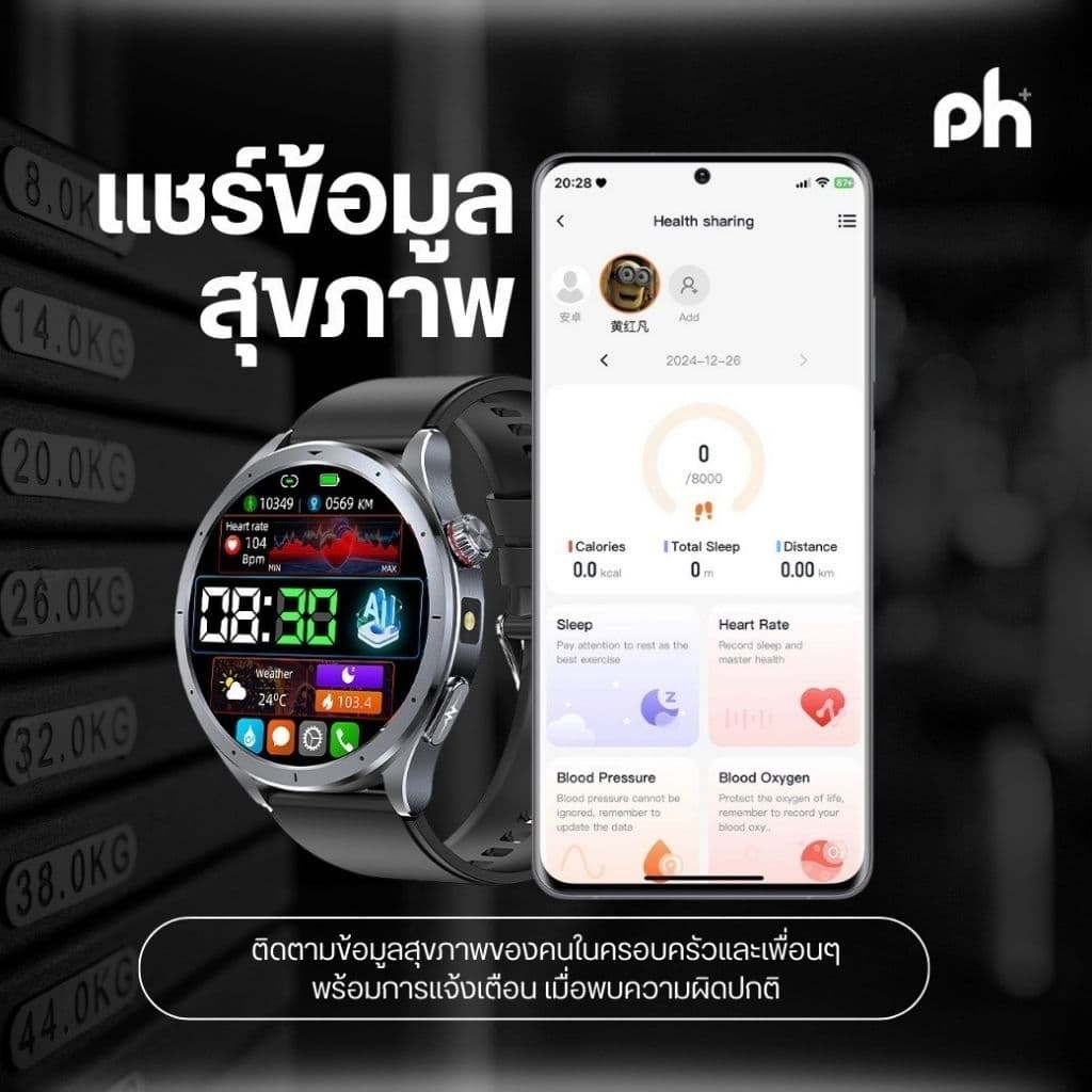 Pure Health Life Hr6 หน้าจอ amoled นาฬิกาวัดความดัน ไขมัน น้ำตาลในเลือด กรดยูริค รับสายโทรออก พร้อมระบบ SOS https://wayoza.com