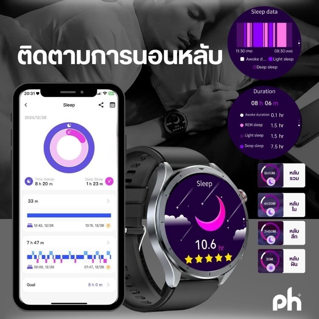 Pure Health Life Hr6 หน้าจอ amoled นาฬิกาวัดความดัน ไขมัน น้ำตาลในเลือด กรดยูริค รับสายโทรออก พร้อมระบบ SOS https://wayoza.com