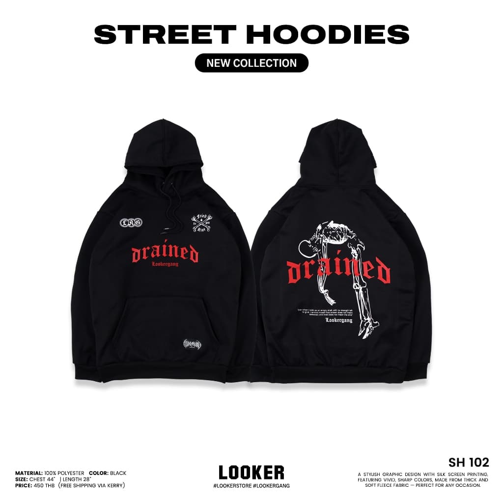 LOOKER เสื้อฮู้ดลายสกรีน เสื้อฮู้ดแขนยาว STREET HOODIES https://wayoza.com