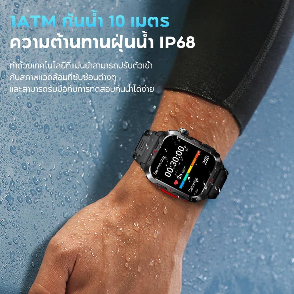 Aolon Tetra S5 สมาร์ทวอทช์ 1.96'' จอใหญ่ MIL-STD-810 นาฬิกาเกรดทหาร Adobe RGB นาฬิกาออกกำลังกาย ไฟฉายด้านข้าง IP68 https://wayoza.com
