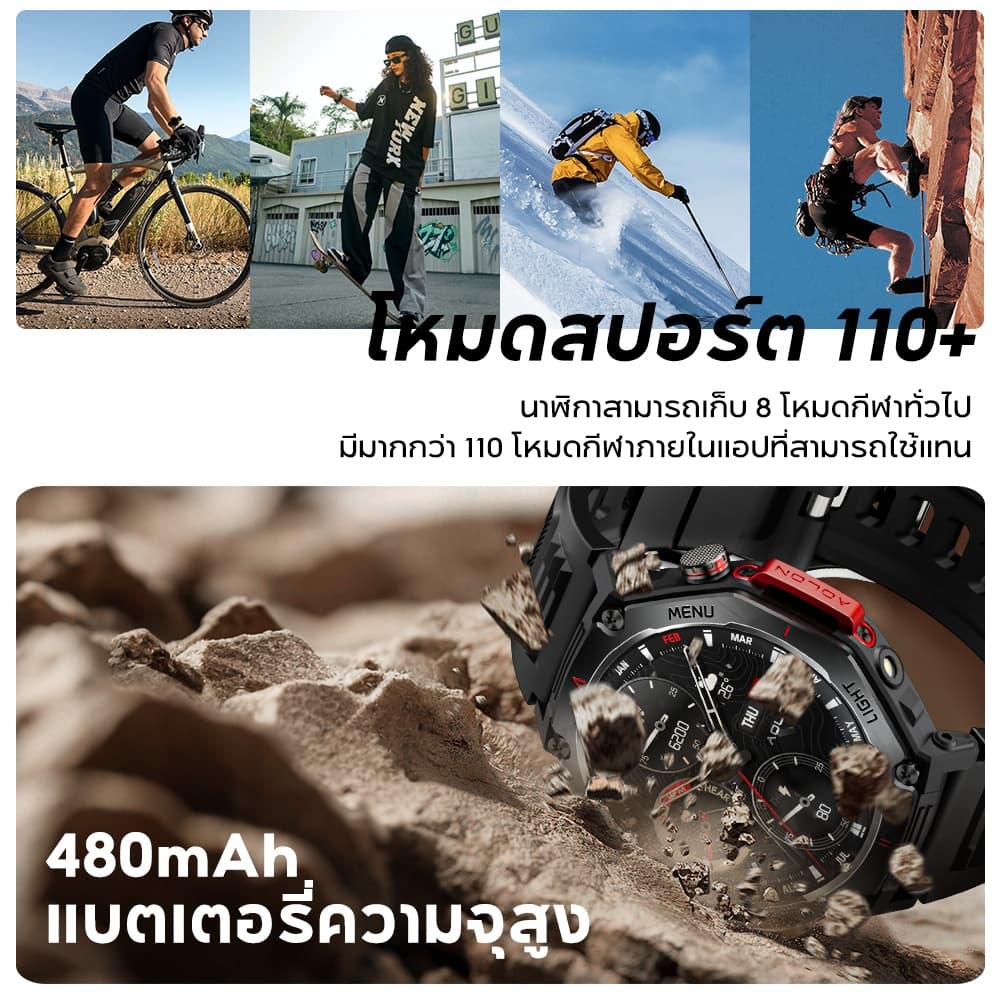 Aolon NEO GPS สมาร์ทวอทช์ GNSS 6 ตำแหน่งดาว smartwatch 480mAh นาฬิกาออกกำลังกาย IP68 กันน้ำ นาฬิกา ซิงค์ Strava https://wayoza.com