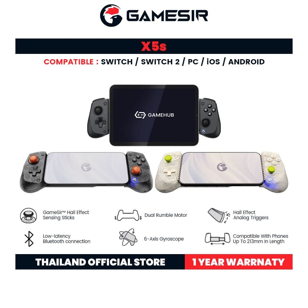 GameSir X5s Wireless Mobile Game Controller จอยเกมมือถือไร้สาย รองรับ Switch, Switch 2, Android, iOS https://wayoza.com