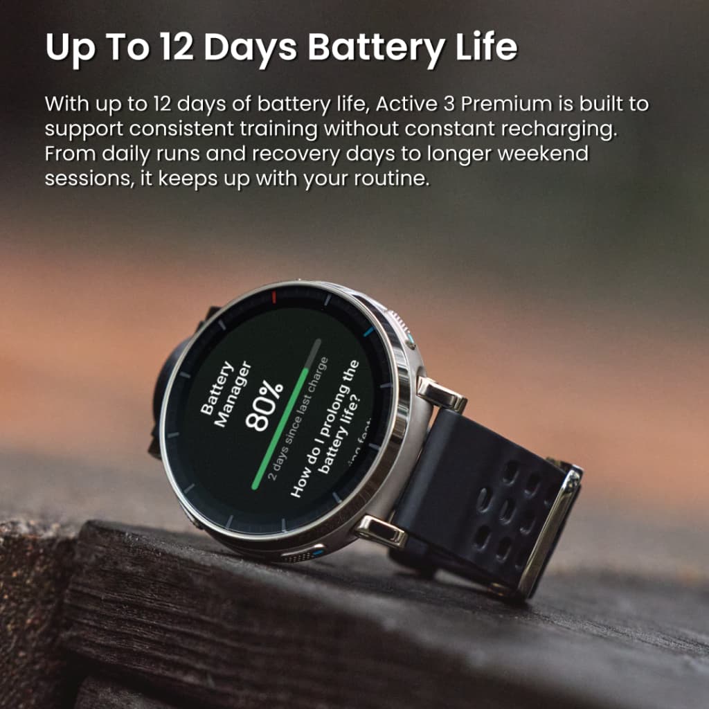 Amazfit Active 3 Premium รุ่นใหม่ หน้าจอ AMOLED 1.32" 3000nits หน้าจอ Sapphire Built-in running workouts https://wayoza.com