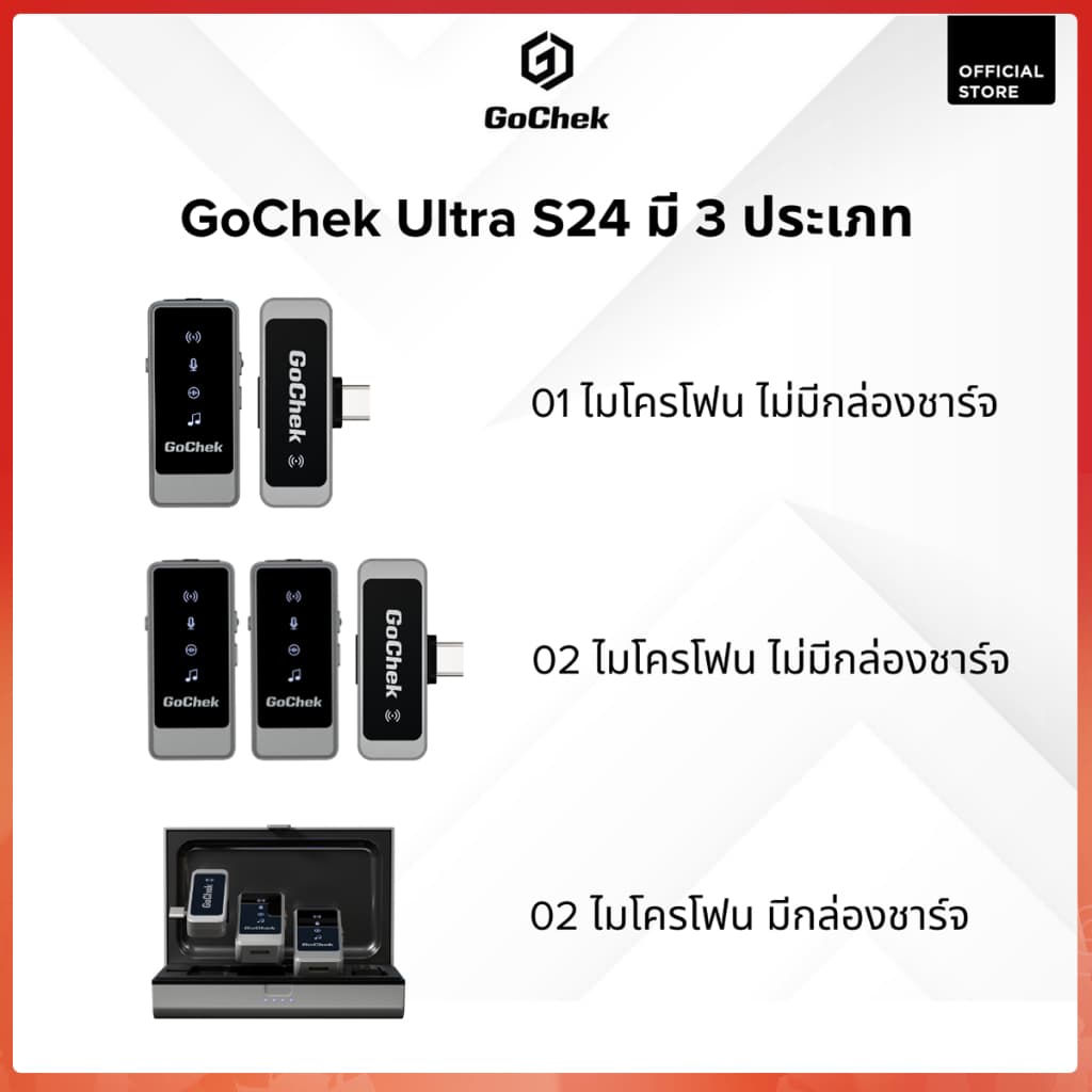 GoChek Ultra S24 ไมค์ไร้สาย ไมค์ไร้สายไลฟ์สด ไมโครโฟนพร้อมหัวต่อสองแบบ ถ่ายทอดสด/บันทึกวิดีโอ/บันทึกเสียง/ตัดเสียงรบกวน https://wayoza.com