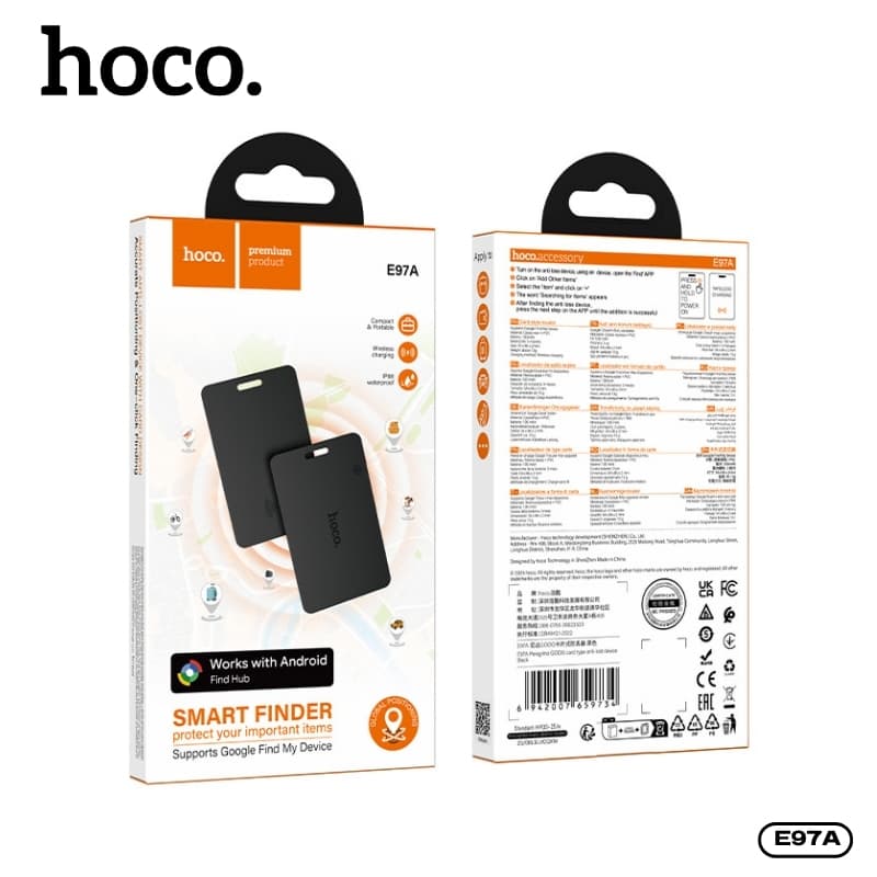 hoco รุ่น E97A อุปกรณ์ระบุตำแหน่ง GPS Tracker แบบการ์ด รองรับเครือข่าย Google Find Hub (ศูนย์การค้นหาของ Google) https://wayoza.com