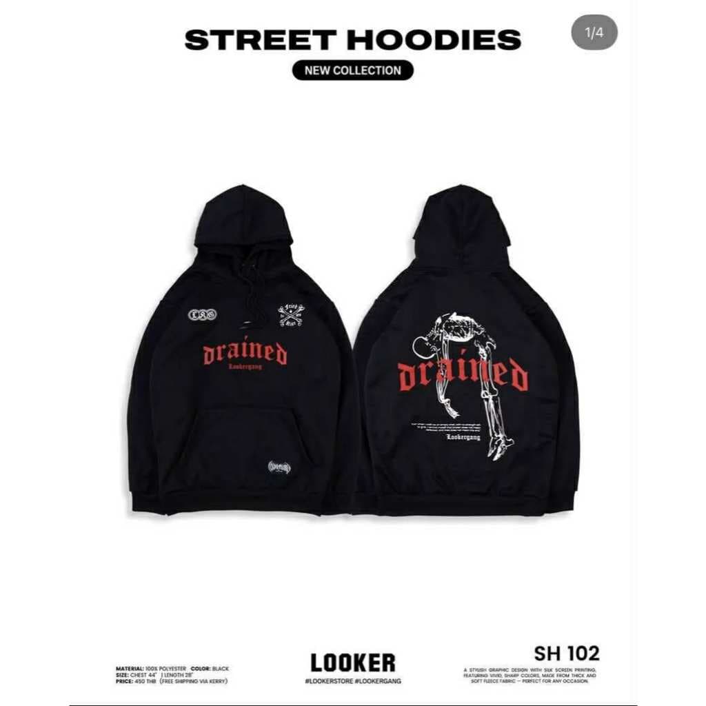 LOOKER เสื้อฮู้ดลายสกรีน เสื้อฮู้ดแขนยาว STREET HOODIES https://wayoza.com