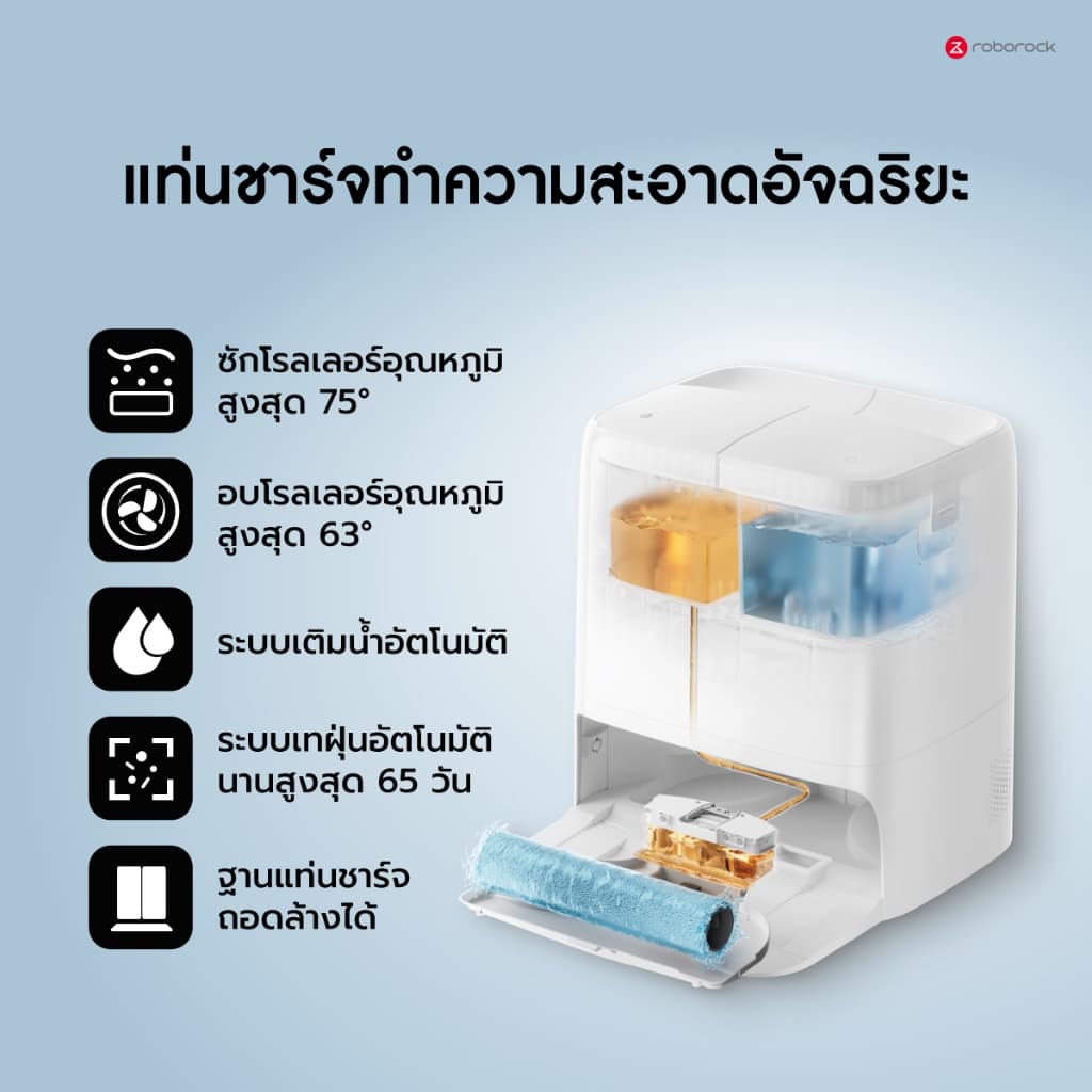 Roborock Qrevo Edge 2 Flow แรงดูด 35,000Pa ระบบถูพื้น SpiraFlow™2.0 อบแห้งลมร้อน 63°C https://wayoza.com