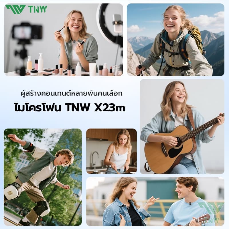 TNW X23M Mini ไมค์ไร้สาย AI ตัดเสียงรบกวน Wireless Microphone เครื่องเปลี่ยนเสียง AI สำหรับ IOS/Android Vlog การสตรีมสด https://wayoza.com