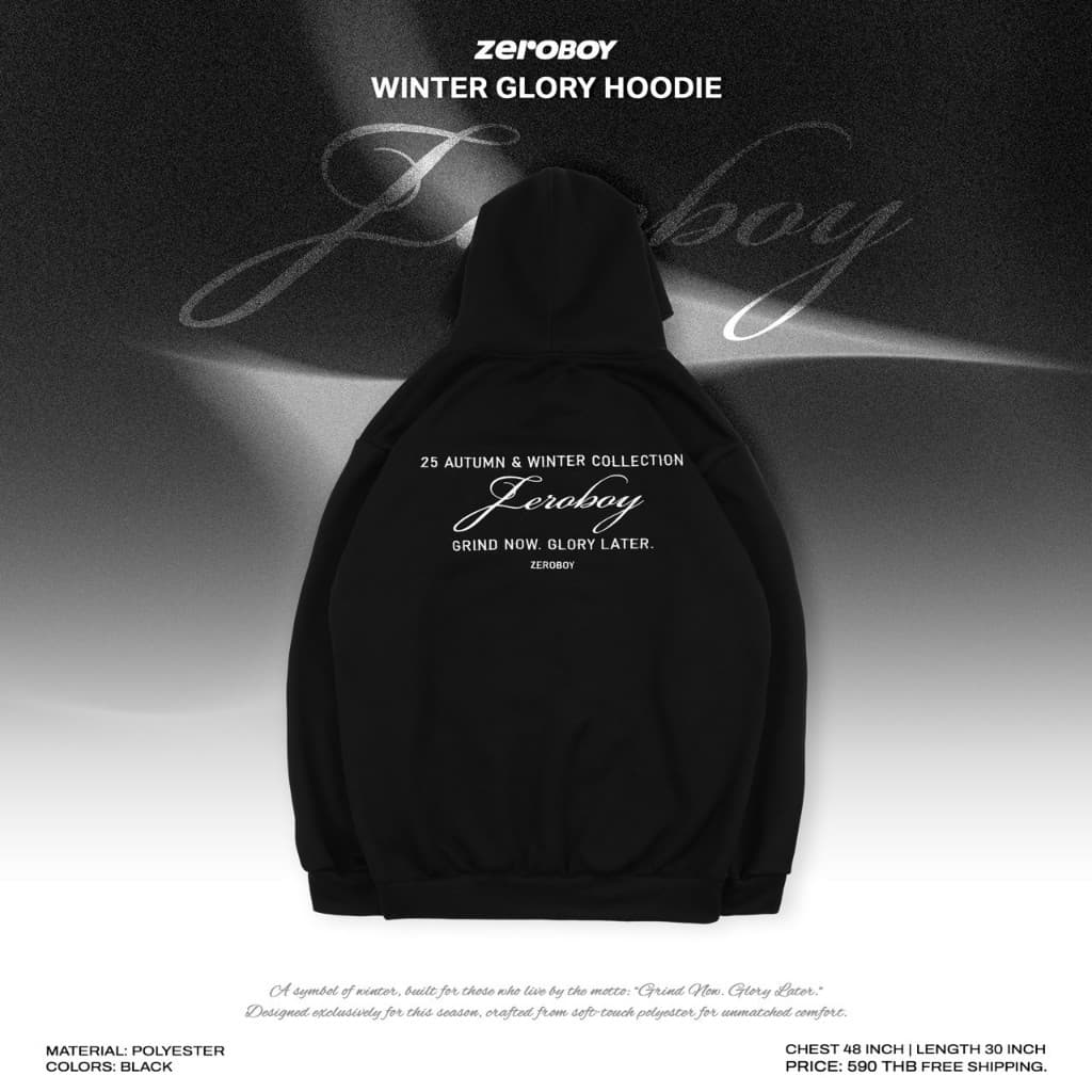 ZEROBOY เสื้อฮู้ดแขนยาว WINTER GLORY HOODIE/25 " เสื้อสำลีโลโก้สีขาว " https://wayoza.com
