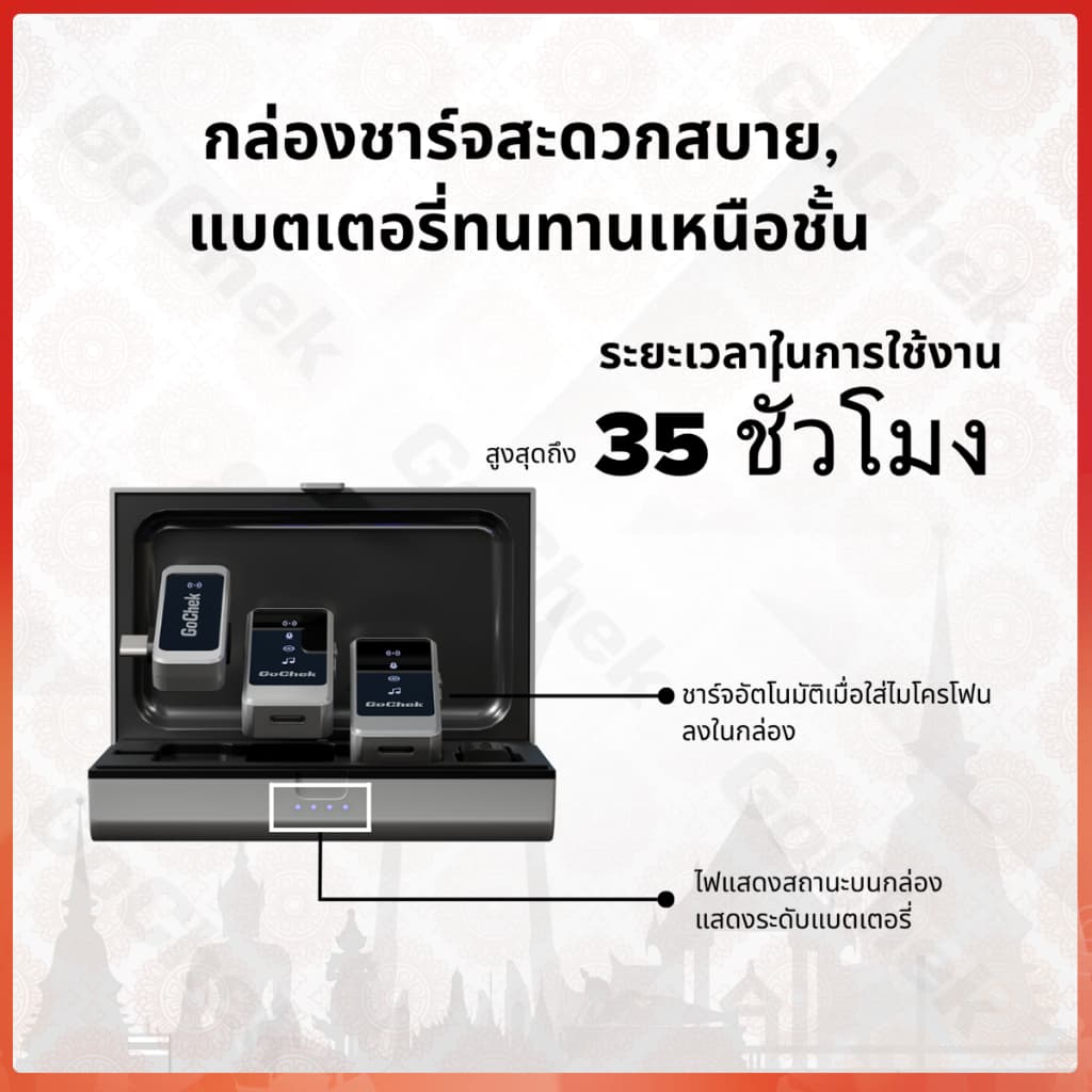 GoChek Ultra S24 ไมค์ไร้สาย ไมค์ไร้สายไลฟ์สด ไมโครโฟนพร้อมหัวต่อสองแบบ ถ่ายทอดสด/บันทึกวิดีโอ/บันทึกเสียง/ตัดเสียงรบกวน https://wayoza.com