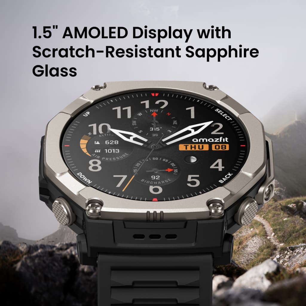 Amazfit T-Rex Ultra 2 สมาร์ทวอทช์สายลุย GPS Dual-Band ไทเทเนียม 51มม. จอ AMOLED Sapphire https://wayoza.com