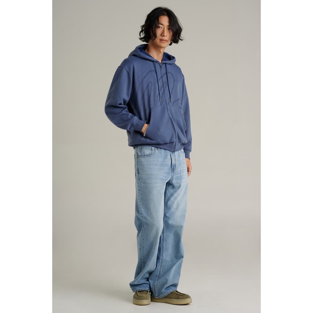 Mc JEANS เสื้อกันหนาว ฮู้ดดี้ Unisex แขนยาว สีฟ้าเข้ม MJHZ253 ทรง REGULAR งานพิมพ์สีพลาสติซอล https://wayoza.com