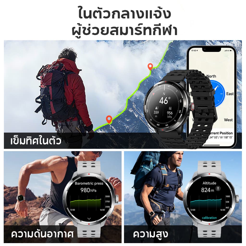 Aolon Ocean นาฬิกา smart watch 1.5'' GPS AMOLED หน้าจอ กันน้ำได้ 50 เมตร โหมดว่ายน้ำ SWOLF 420mAh นาฬิกาว่ายน้ำ GNSS สมาร์ทวอทช์ https://wayoza.com