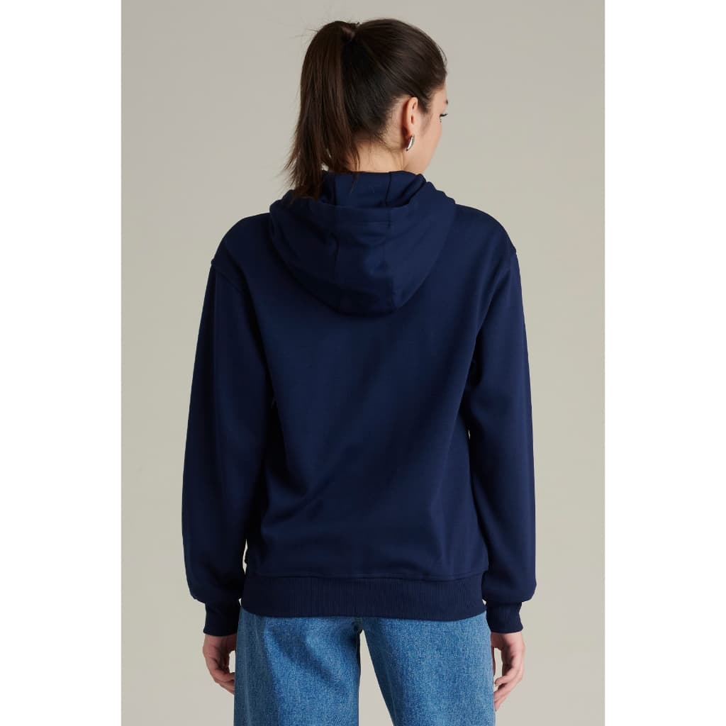 Mc JEANS เสื้อกันหนาว ฮู้ดดี้ Unisex แขนยาว สีกรมท่า MJHZ249 เทคนิคแบบปักแอปปิเก้ โลโก้ MC https://wayoza.com
