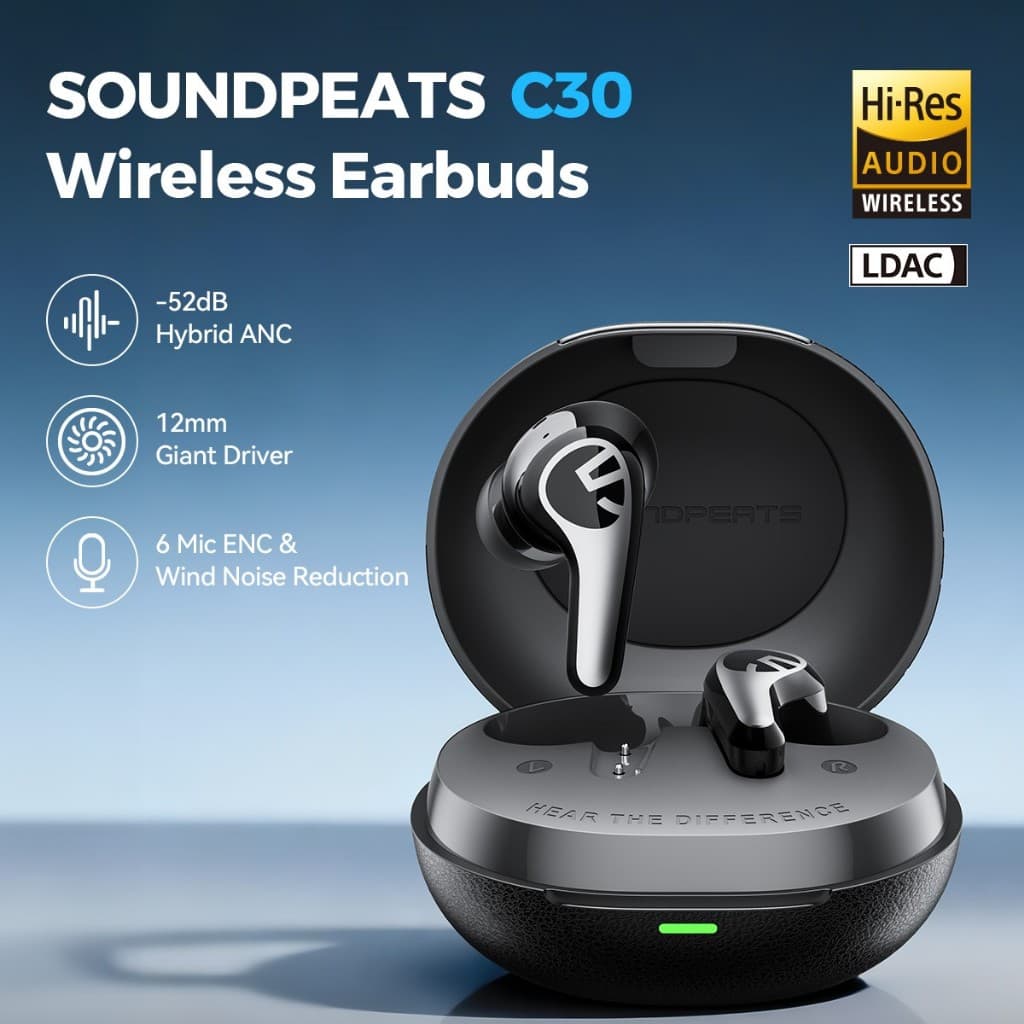 SoundPEATS C30 หูฟังบลูทูธ Inear Bluetooth 6.0 หูฟังอินเอีย หูฟังไร้สาย Hi-Res LDAC True Wireless มี ANC Game mode https://wayoza.com