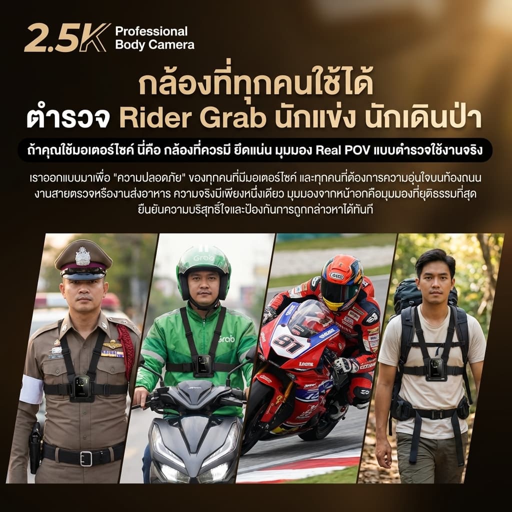 ASTON MOTO X กล้องติดอก 2K กล้องติดหน้าอก Body Camera กันน้ำ IPX68 ใช้ต่อเนื่อง 9-10 ชม รับประกันสินค้า 1 ปี https://wayoza.com