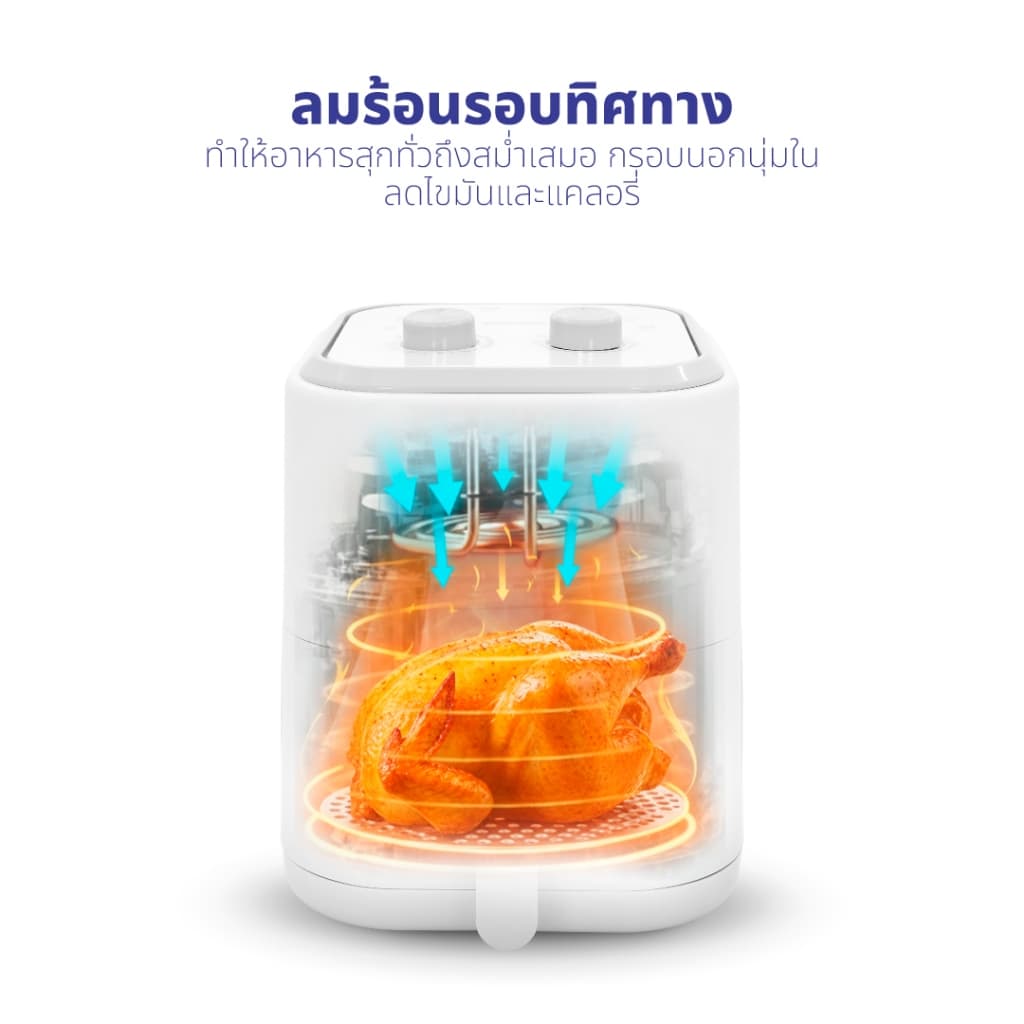 KASHIWA รุ่น KW-824 หม้อทอดไร้น้ำมัน ขนาด 5.5 ลิตร (สีฟ้า) หม้อทอด Air Fryer หม้ออบลมร้อน https://wayoza.com