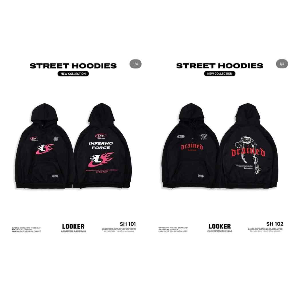 LOOKER เสื้อฮู้ดลายสกรีน เสื้อฮู้ดแขนยาว STREET HOODIES https://wayoza.com