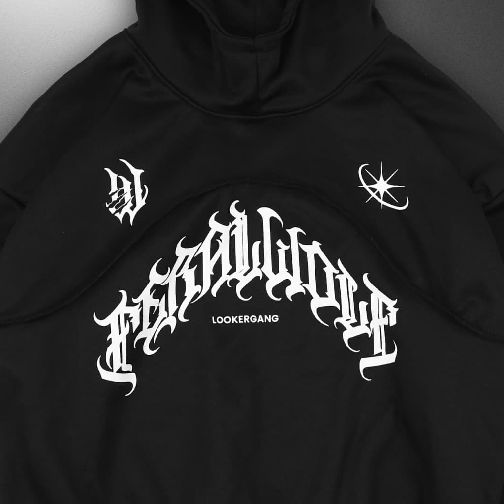 LOOKER เสื้อฮู้ดดี้ทรงครอป เสื้อฮู้ดแขนยาว FERAL WOLF - FERAL HOODIE https://wayoza.com