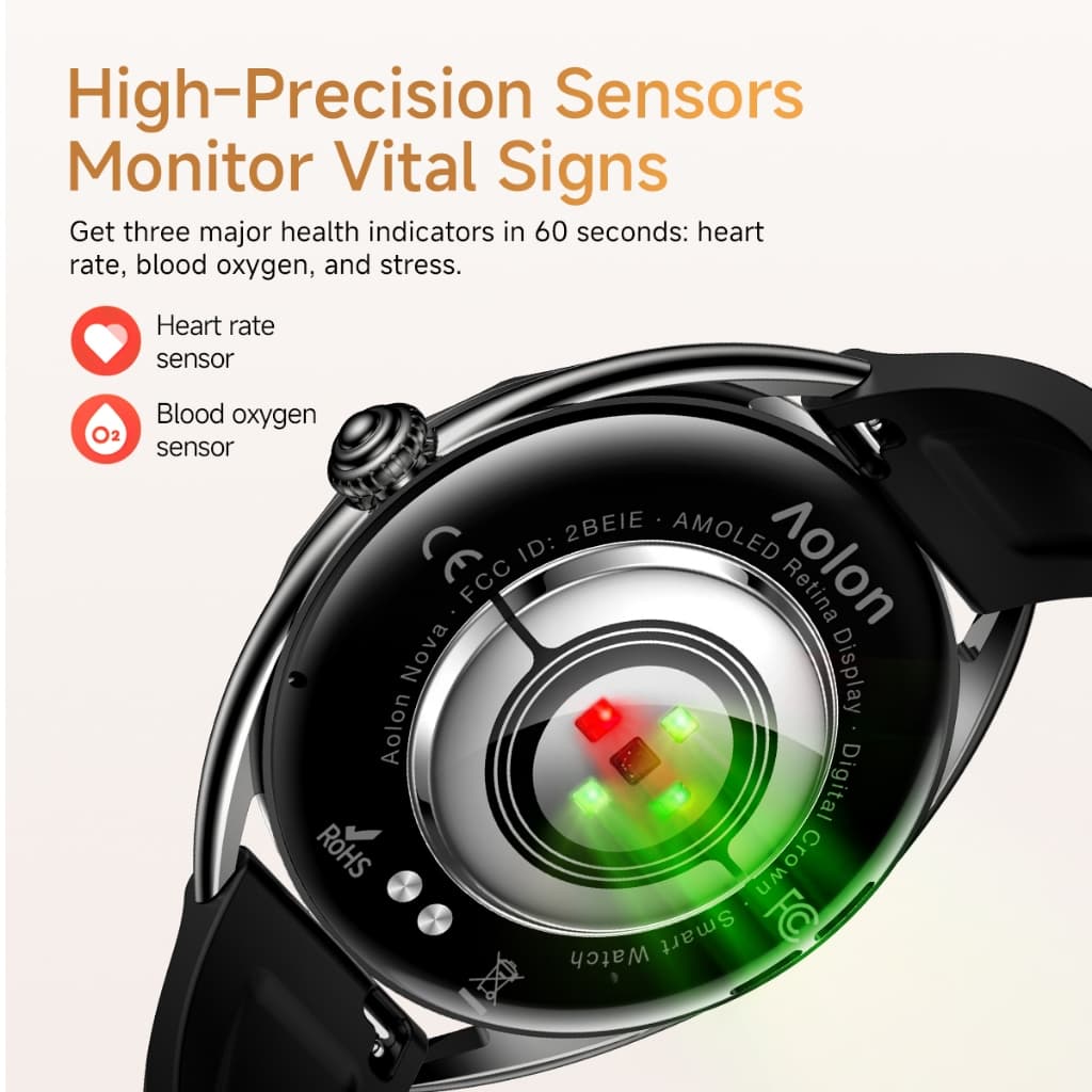 Aolon Nova นาฬิกา smart watch 1.32'' ผู้หญิง AMOLED 60Hz AOD 300mAh การตรวจจับการนอนกลางวัน ตรวจหาสุขภาพโดยอัตโนมัติ https://wayoza.com