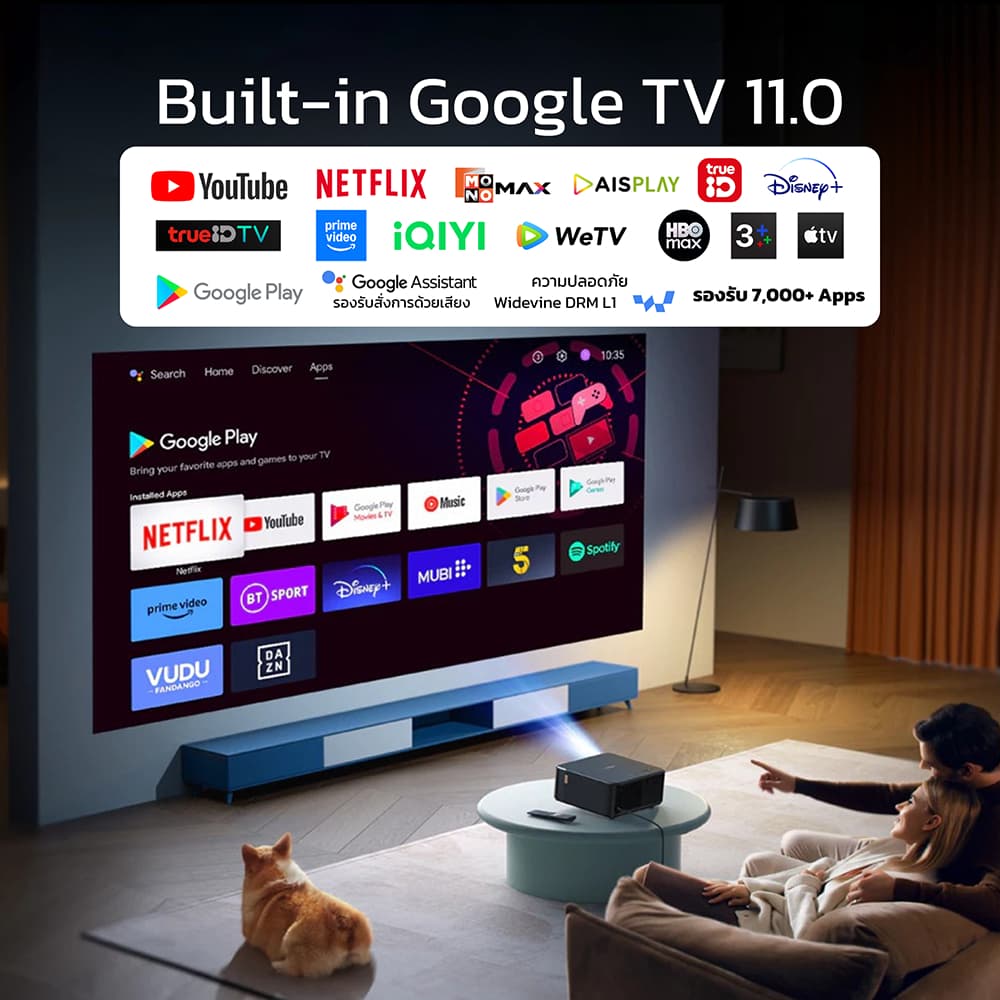 Yaber K2s โปรเจคเตอร์ Google TV คมชัด 1080P FHD โฟกัสอัตโนมัติ รองรับ 4K Projector Netflix projector ดูหนัง https://wayoza.com