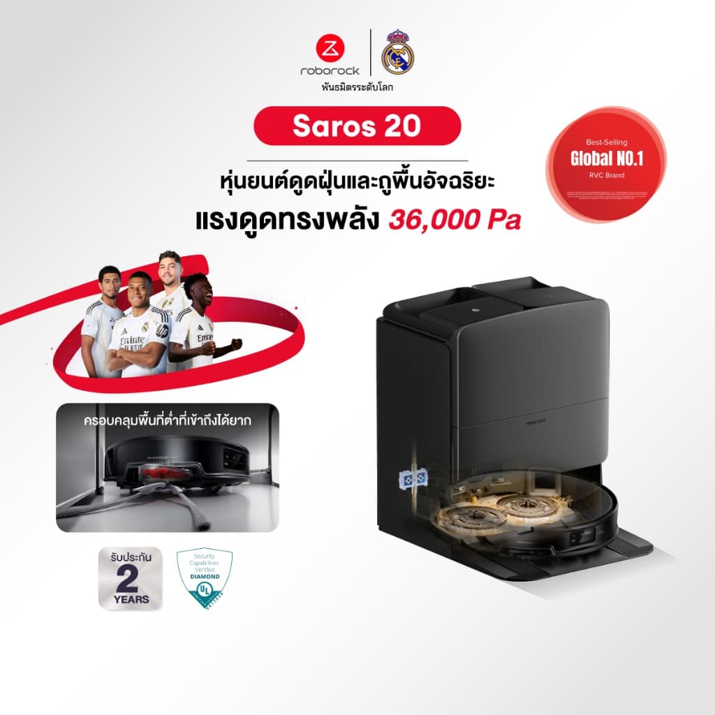 Roborock Saros 20 เครื่องดูดฝุ่น ถูพื้น แรงดูดทรงพลัง 35,000 Pa. ซักม็อบด้วยอุณภูมิสูงสุด 100 องศา https://wayoza.com