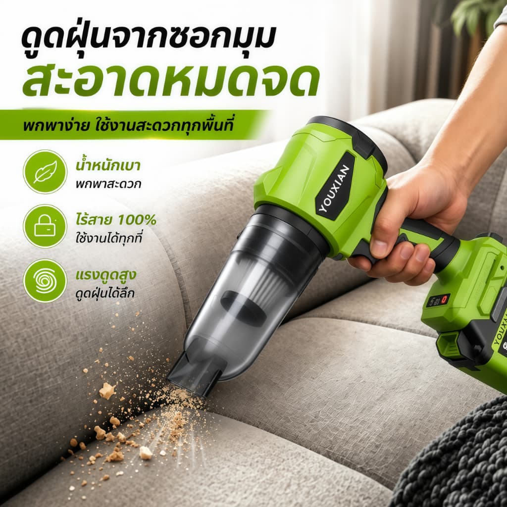 YOUXIAN เครื่องเป่าลมไร้สาย 2in1 เป่าดูด โบลเวอร์ไร้สาย มอเตอร์ไร้แปรงถ่าน Turbo Fan แรงลมแรง เป่าฝุ่น เป่ารถ เป่าคอม https://wayoza.com