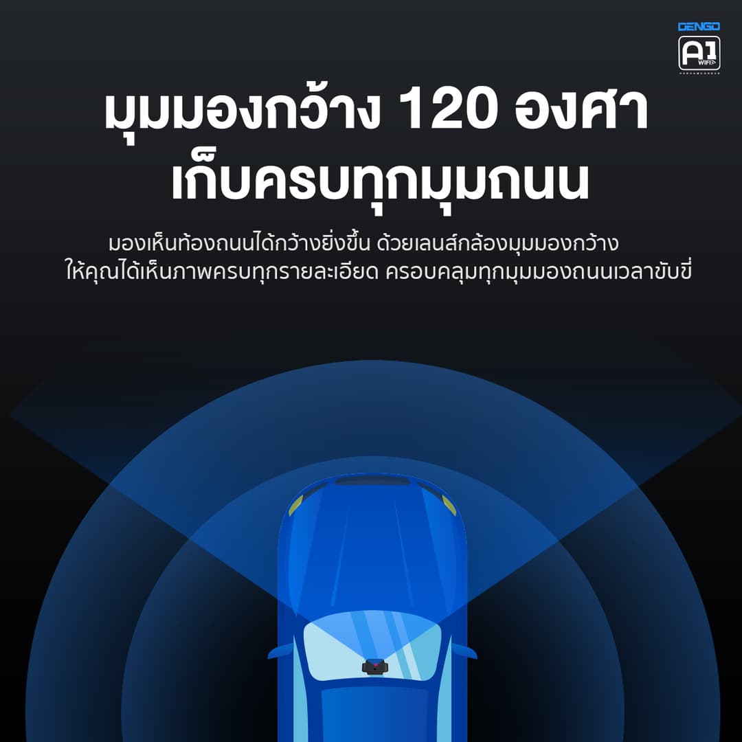 DENGO A1 กล้องติดรถยนต์ Wifi ดีไซน์ Built-in ชัด FullHD เชื่อมต่อ Wifi ดูภาพและความเร็ว GPS ผ่านแอพ https://wayoza.com