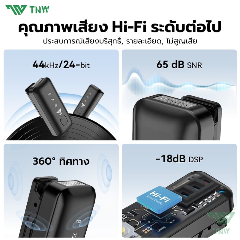 TNW A21 ไมโครโฟนไร้สาย มีตัวรับสัญญาณ 2 ตัว Wireless Microphone ไมค์ไร้สายไลฟ์สด ตัดเสียงรบกวน พร้อมกล่องชาร์จ ใช้ได้กับiPhone/Type-C https://wayoza.com