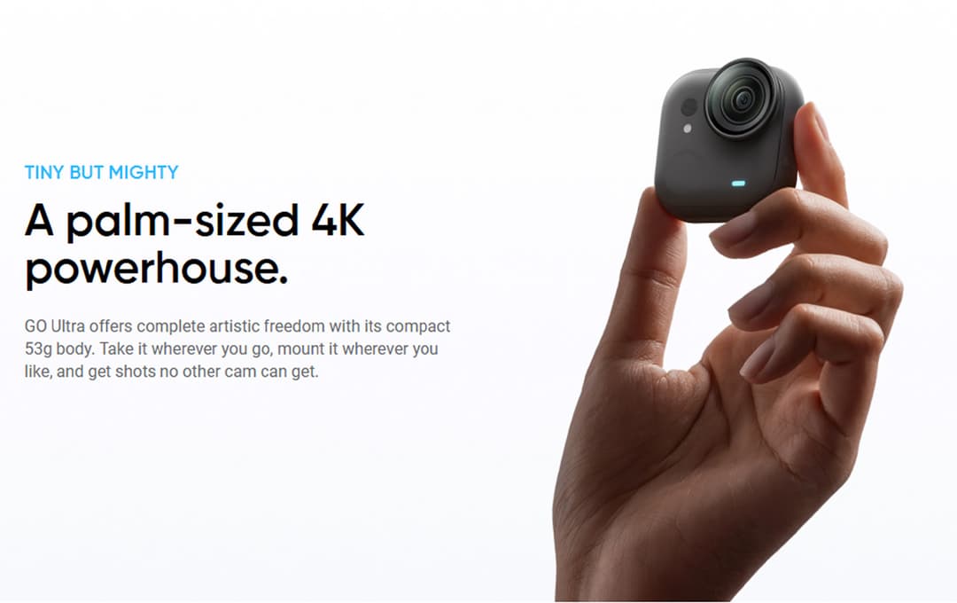 Insta360 GO Ultra กล้องแอคชั่น ถ่ายวิดีโอ 4K เชื่อมต่อไร้สาย ทุกที่ทุกเวลา Video POV Action Camera https://wayoza.com