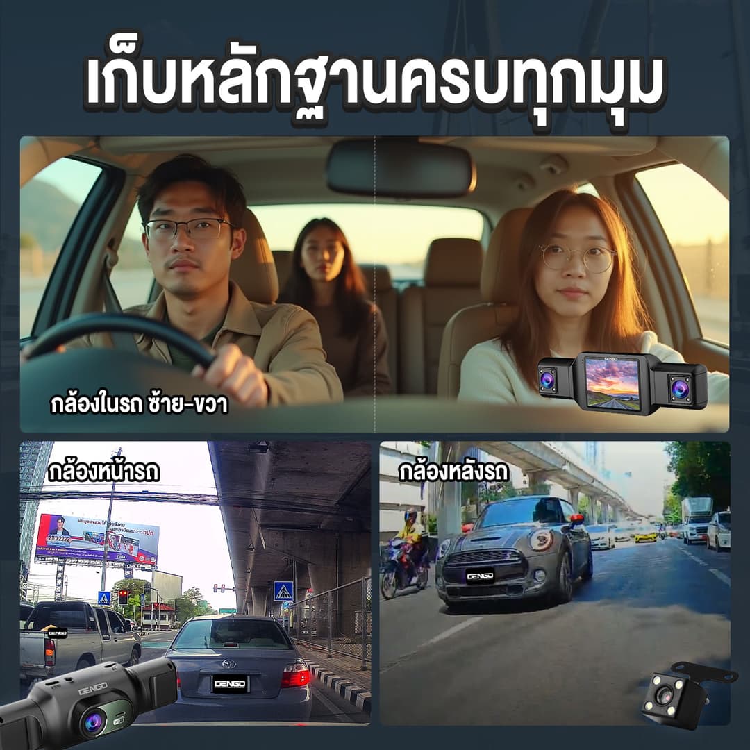 DENGO X4 Wifi กล้องติดรถยนต์ 4 กล้อง ชัด FullHD เชื่อมต่อ Wifi เส้นกะระยะถอย บันทึกขณะจอด ประกัน1ปี https://wayoza.com