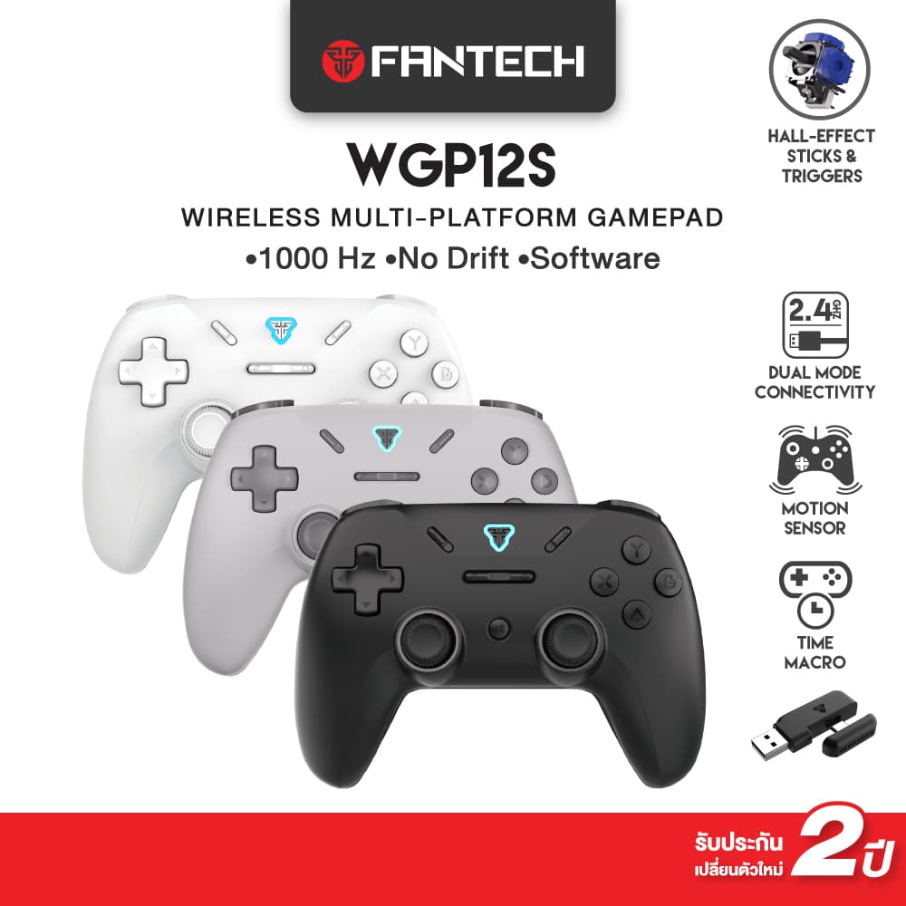 FANTECH รุ่น WGP12S จอยเกมไร้สาย จอยเกมมิ่ง Wireless gaming controller ใช้ได้ทั้งมือถือและพีซี https://wayoza.com