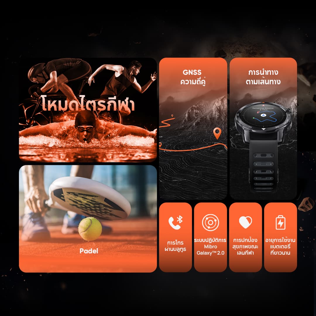 Mibro Watch GS Pro2 สมาร์ทวอทช์ คุยโทรศัพท์ได้ GPS ในตัว กันน้ำ 5ATM หน้าจอ AMOLED HD ขนาด 1.43 นิ้ว โหมดไตรกีฬา https://wayoza.com