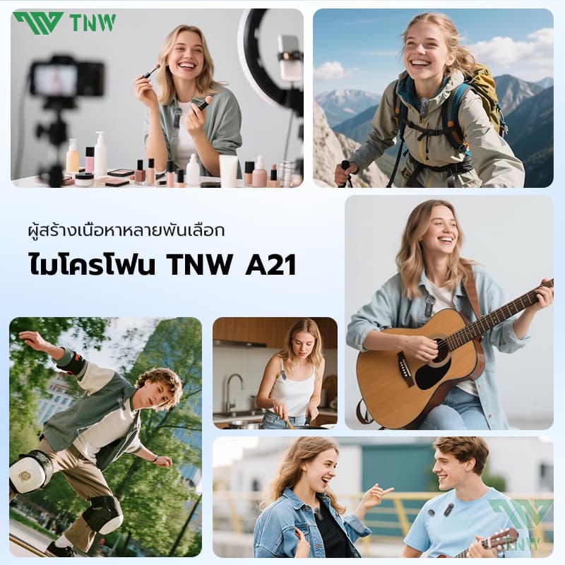 TNW A21 ไมโครโฟนไร้สาย มีตัวรับสัญญาณ 2 ตัว Wireless Microphone ไมค์ไร้สายไลฟ์สด ตัดเสียงรบกวน พร้อมกล่องชาร์จ ใช้ได้กับiPhone/Type-C https://wayoza.com