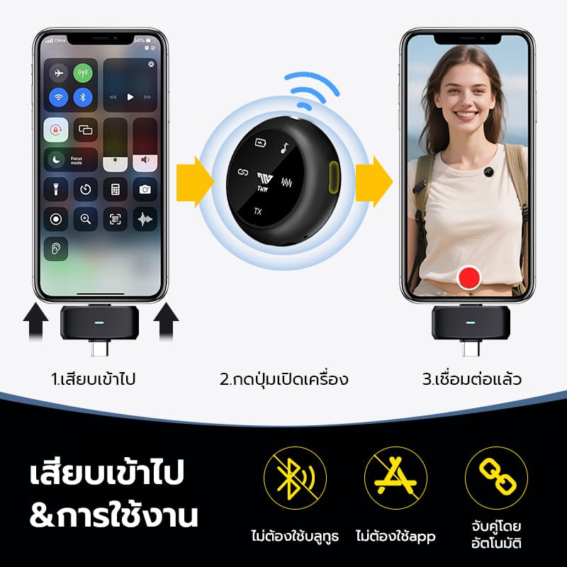TNW A37 ไมค์ไร้สายไลฟ์สด 2.4Ghz ไมโครโฟนไร้สาย 2-In-1 Wireless Microphone พร้อมหน้าจอแบบดิจิตอล ไมค์ไร้สาย Lavalier ใช้ได้กับ IOS/Type-C https://wayoza.com
