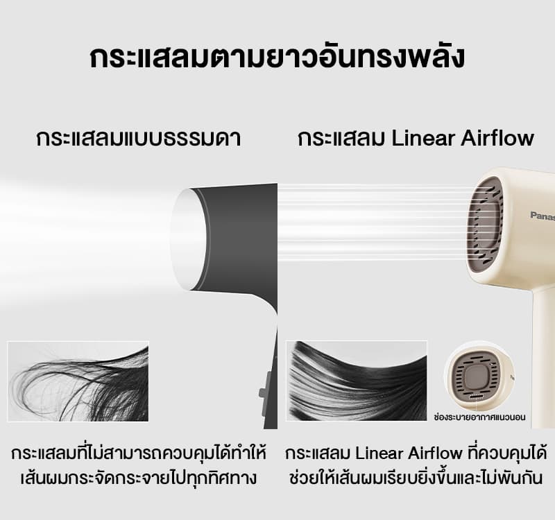 Panasonic รุ่น EH-NE6M ไดร์เป่าผม Linear Airflow Technology ปรับอุณหภูมิ 4 โหมด น้ำหนักเบา 350กรัม https://wayoza.com