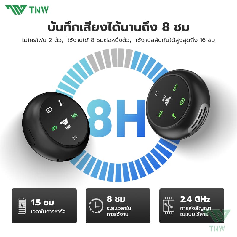 TNW A37 ไมค์ไร้สายไลฟ์สด 2.4Ghz ไมโครโฟนไร้สาย 2-In-1 Wireless Microphone พร้อมหน้าจอแบบดิจิตอล ไมค์ไร้สาย Lavalier ใช้ได้กับ IOS/Type-C https://wayoza.com